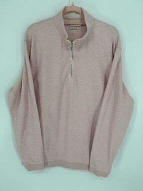 Southern Proper Men's Quarter-Zip Canal Pullover Sweater Pastel Pink Size XL